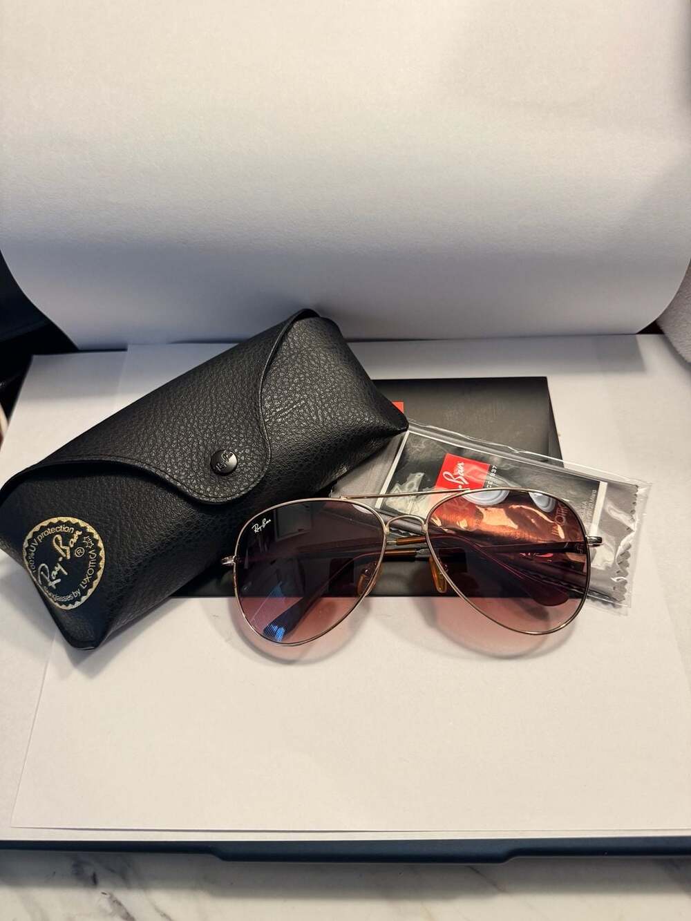 Ray-Ban RB3025 Aviator Metal Sunglasses Rose Gold Gradient Frames Only